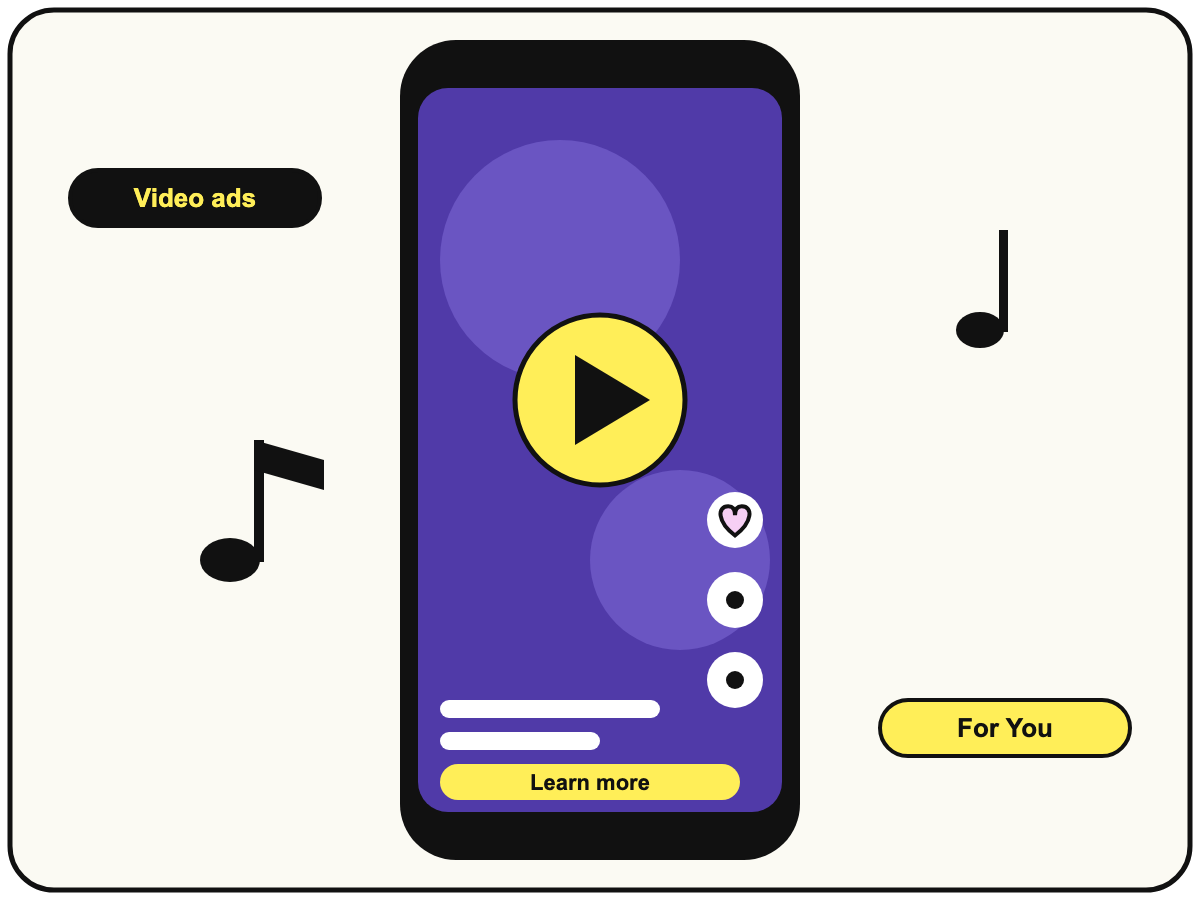 TikTok-style vertical video ad on a phone